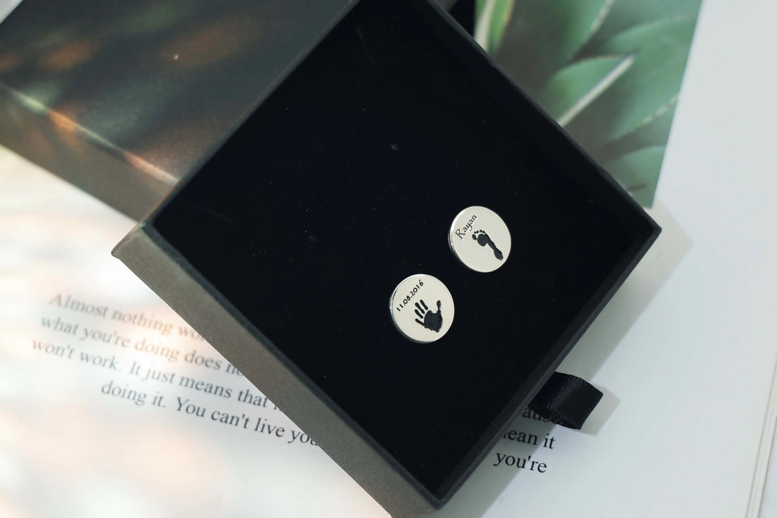 Engraved cufflinks in silver, personalized retirement gift