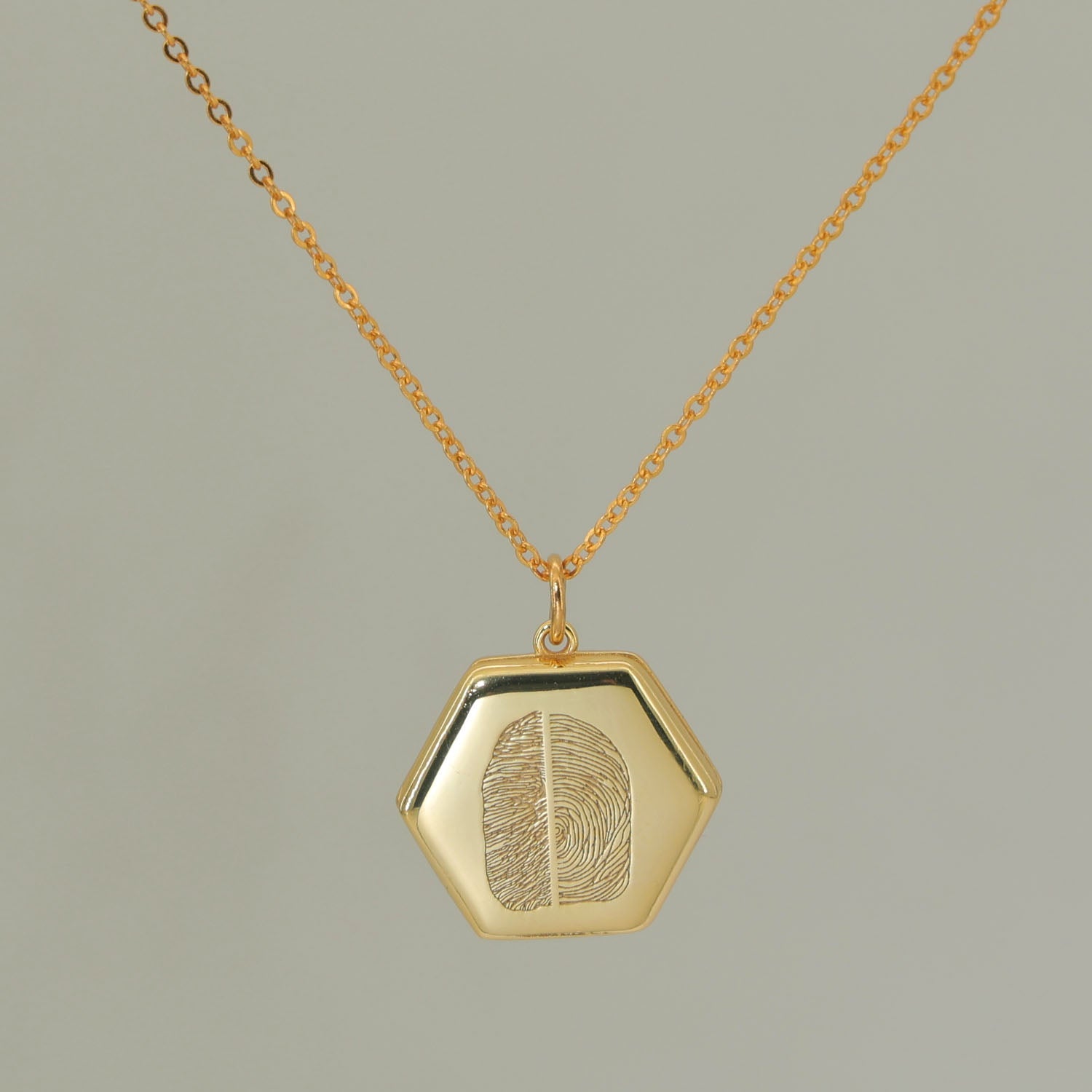 Gold plated - honeycomb shaped locket necklace with engraved photo and message — personalized locket jewelry by Chapters of Joy.