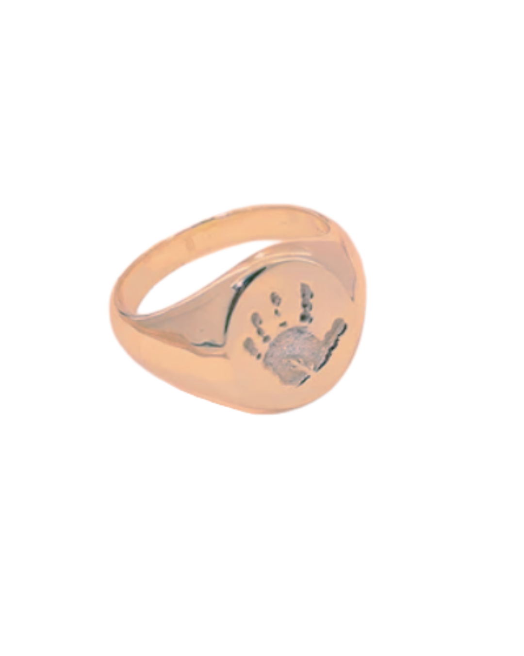 Custom signet ring with handprint – unique keepsake gift-plated with 14k rose gold