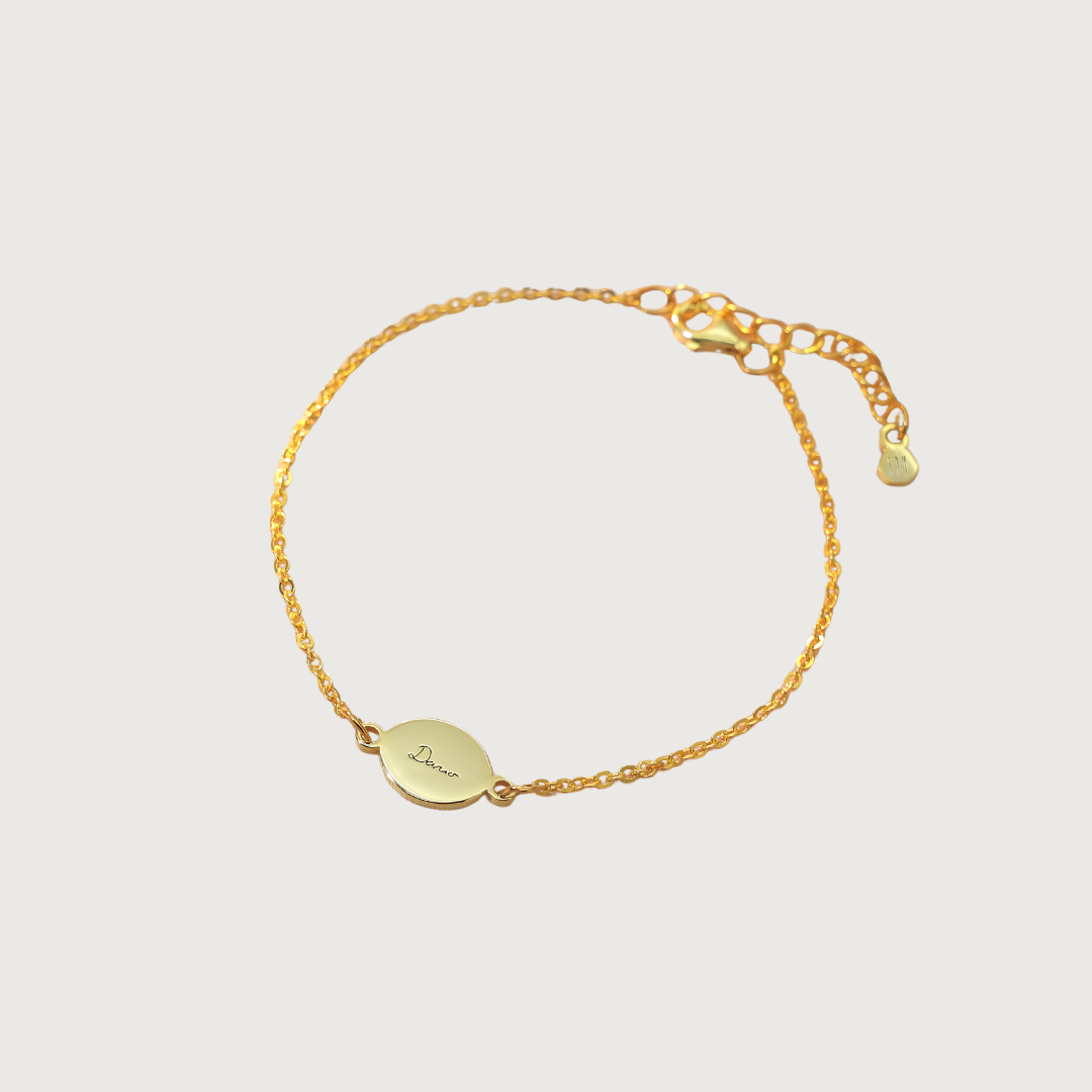 Custom gold bracelet engraved with handwriting or drawing