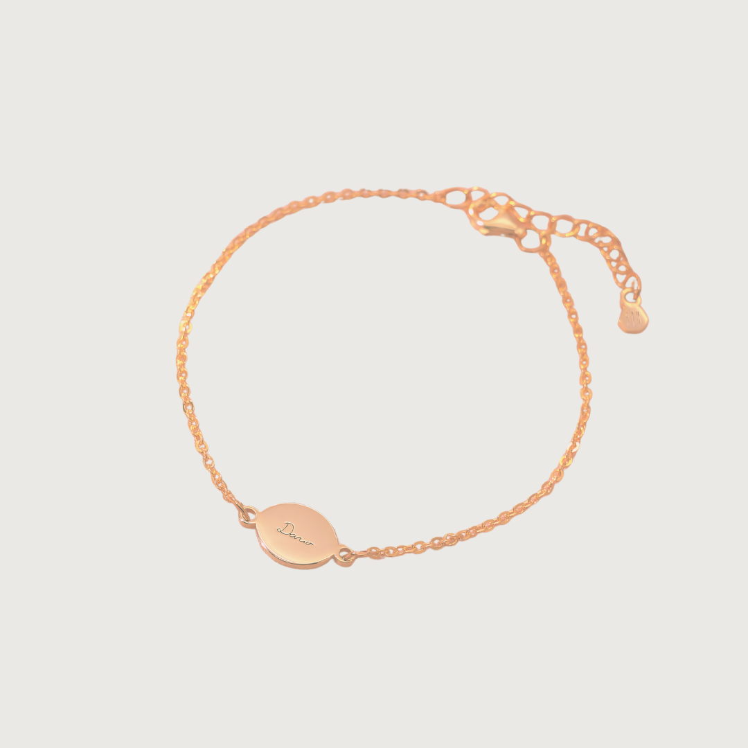 Custom rose gold bracelet engraved with handwriting or drawing