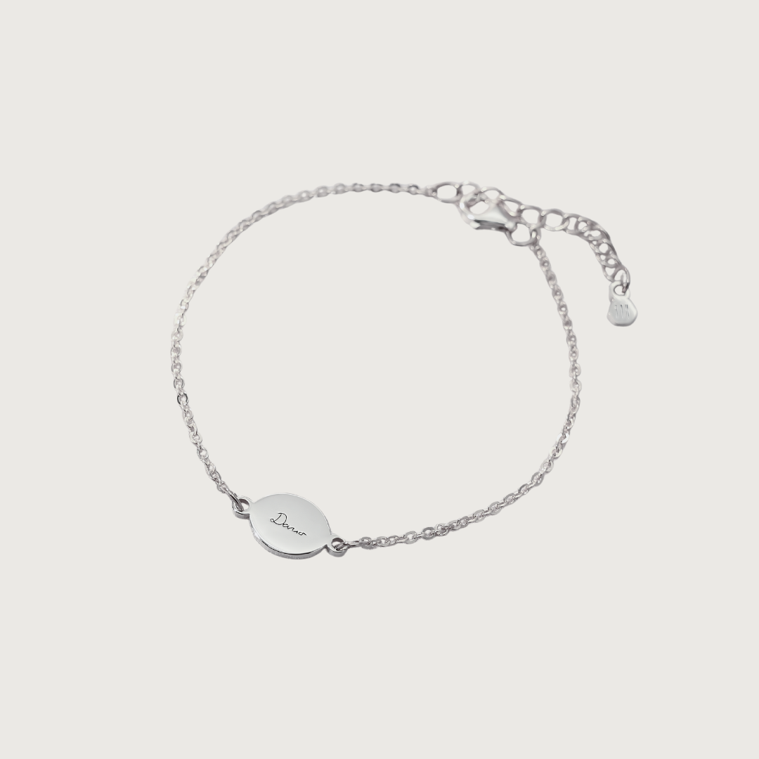 Custom sterling silver bracelet engraved with handwriting or drawing