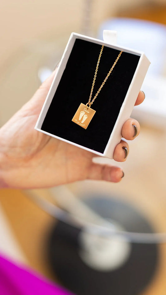 Gold pendant engraved with handwriting and drawing — Nova Pendant