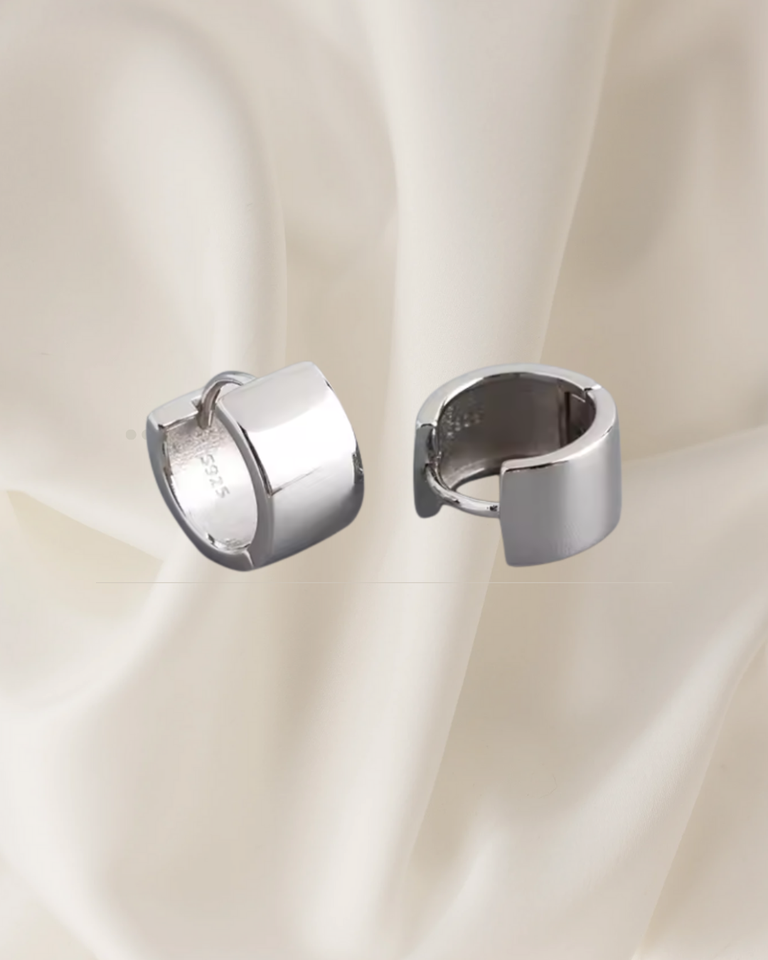 Minimalist structured silver hoop earrings available in large size — Vara Hoops by Chapters of Joy.