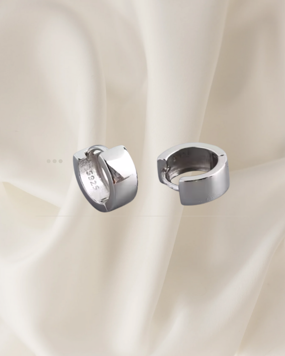 Minimalist structured silver hoop earrings available in small size — Vara Hoops by Chapters of Joy.