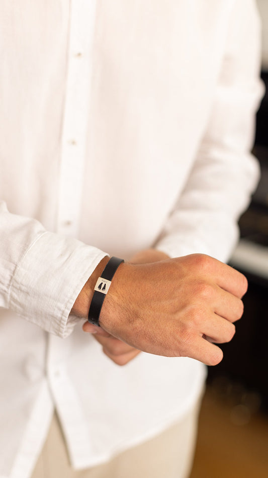 Personalized men’s bracelet with custom engraving by Chapters of Joy