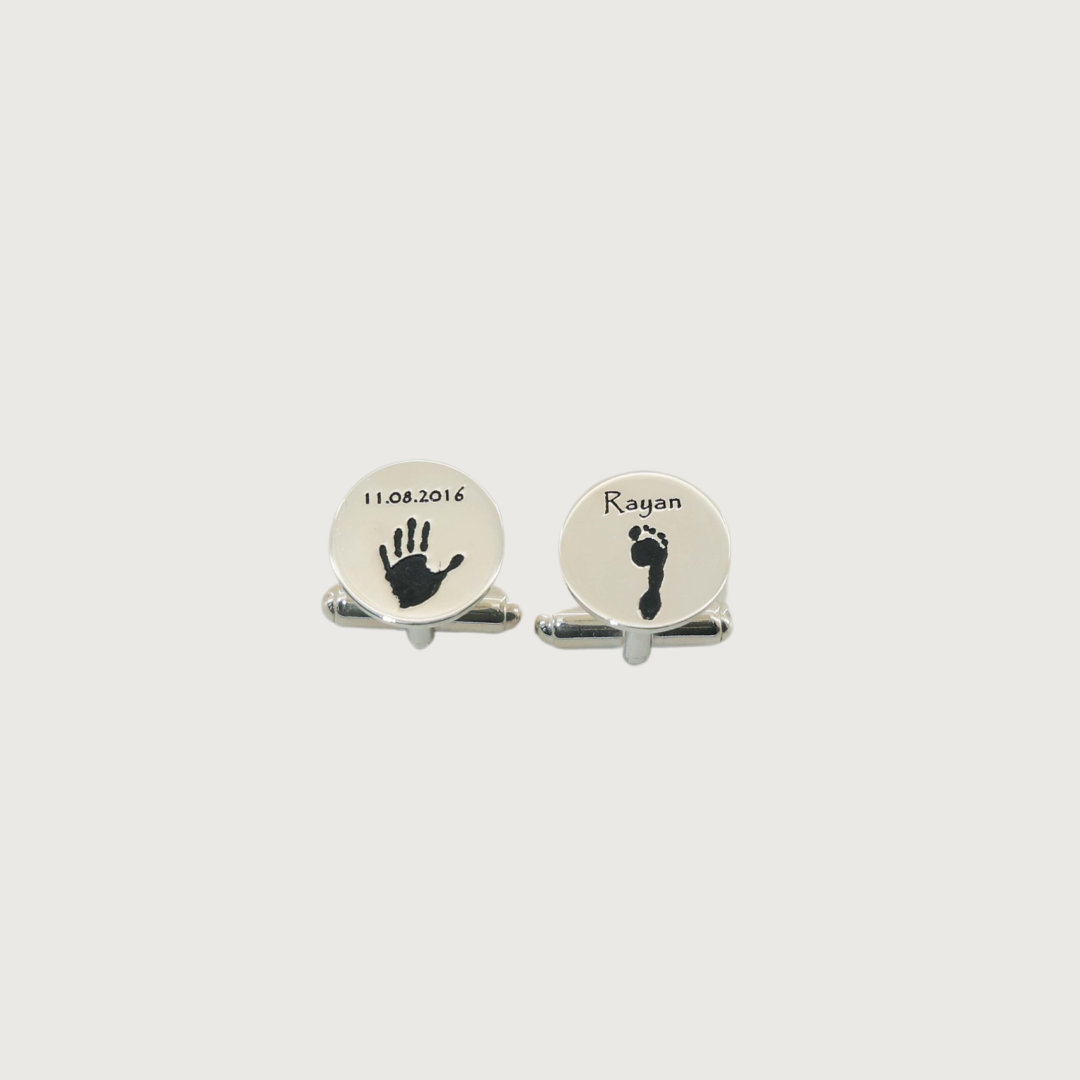 Personalized sterling silver cufflinks keepsake gift for fathers