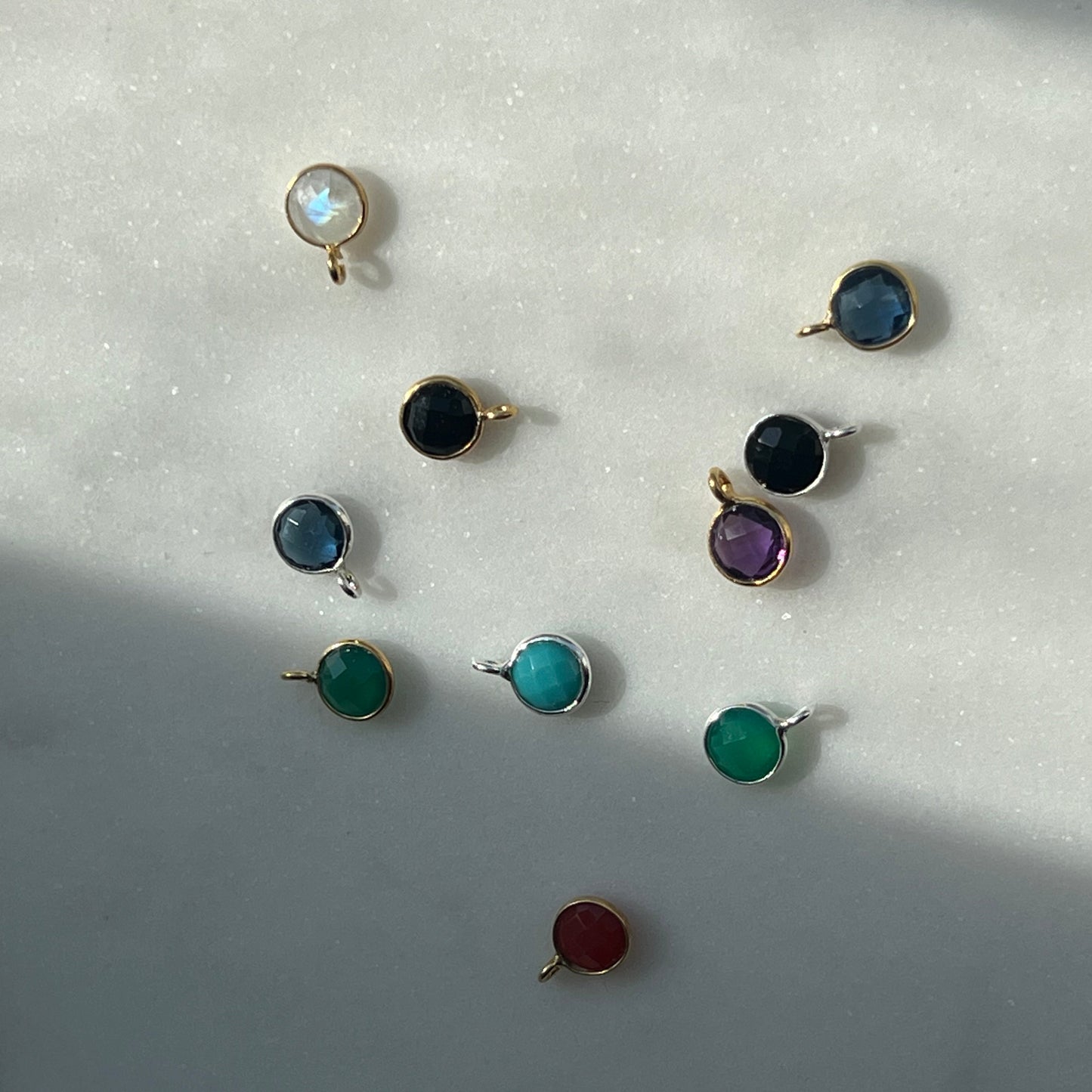 Set of Birthstone charms – add color to your Chapters of Joy keepsake in gold and silver