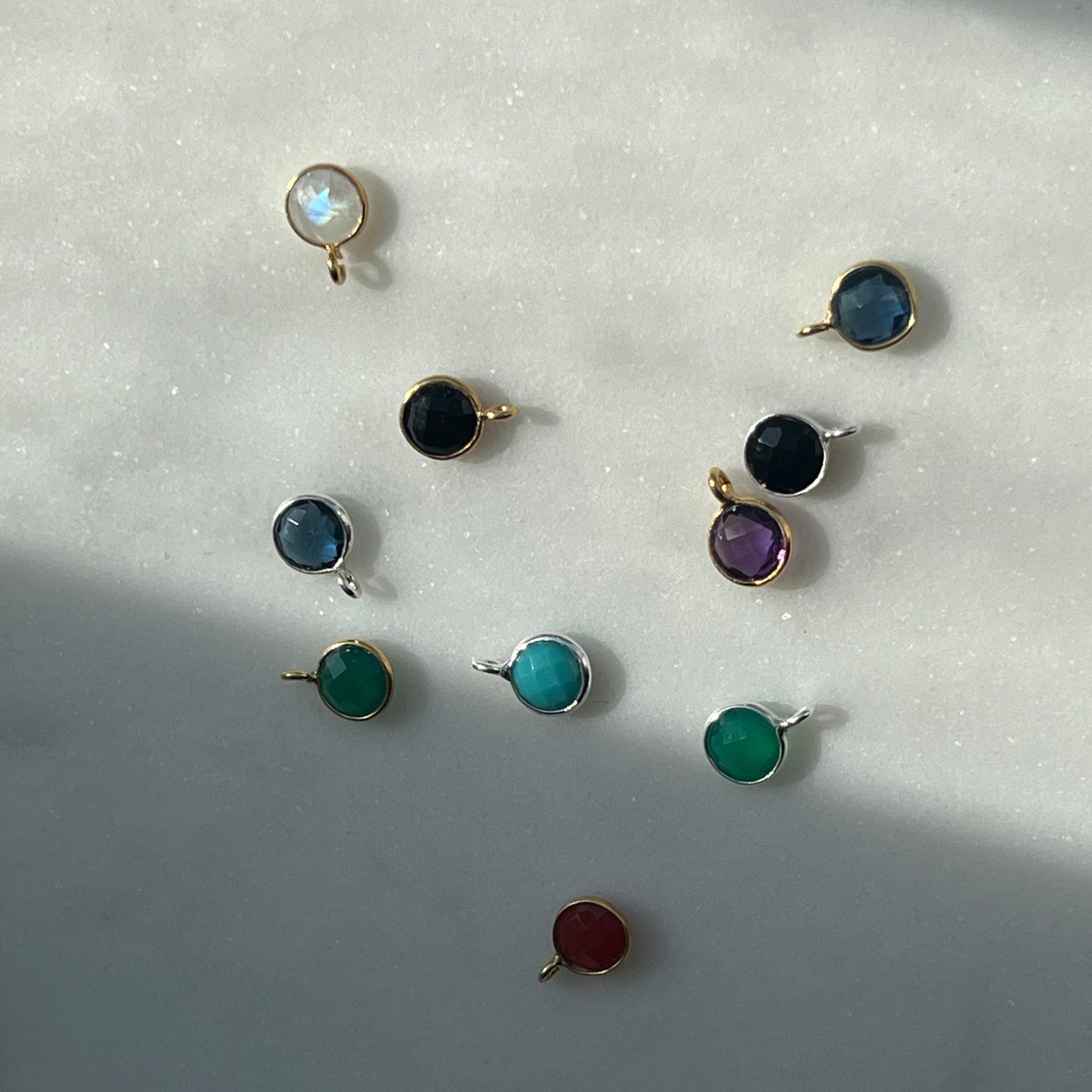 Set of Birthstone charms – add color to your Chapters of Joy keepsake in gold and silver