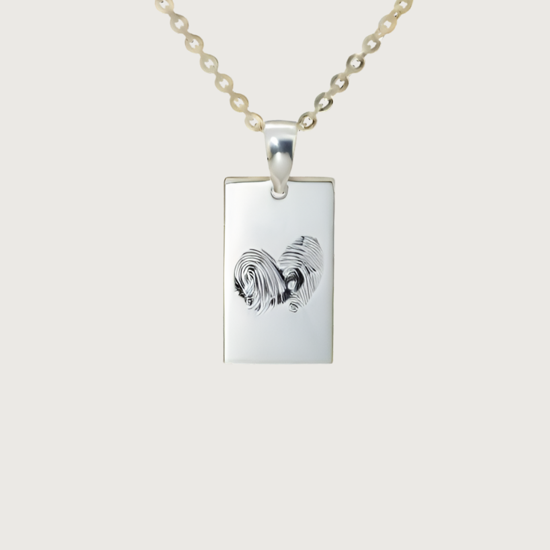 Sterling Silver heart pendant engraved with two fingerprints— personalized keepsake jewelry by Chapters of Joy