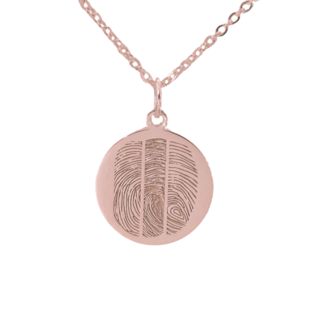 Ava Pendant necklace in sterling silver with three engraved fingerprints