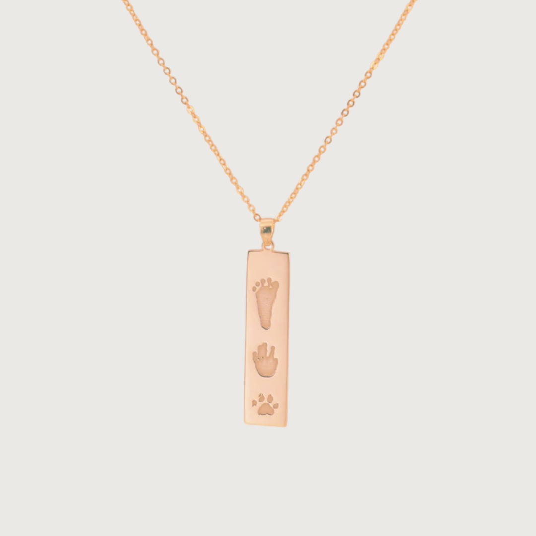 Personalized paw print pendant necklace in 14k rose gold plated sterling silver