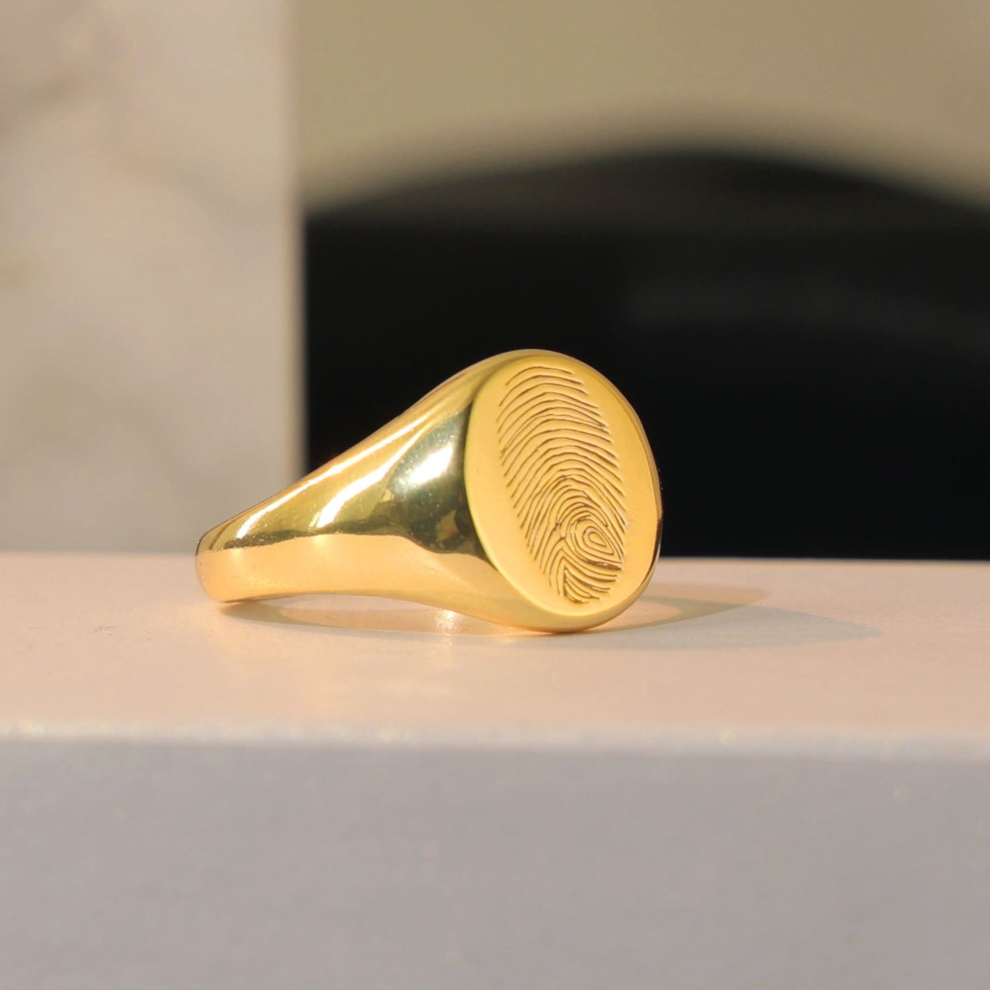 Layla Ring flat lay showcasing personalized engraving