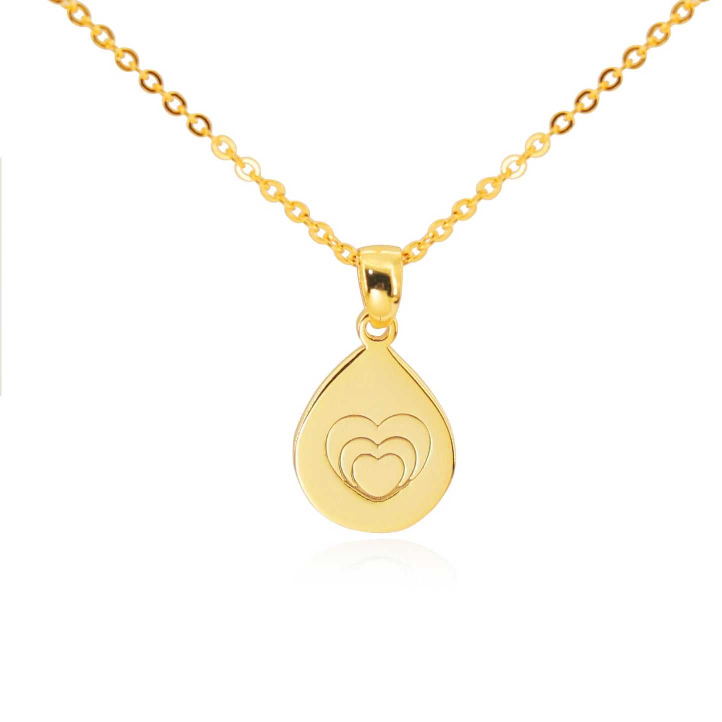 Custom drop shape keepsake necklace with handwriting, drawing, or fingerprint engraving