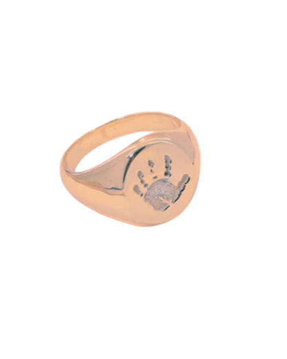 Custom signet ring with handprint – unique keepsake gift-plated with 14k rose gold