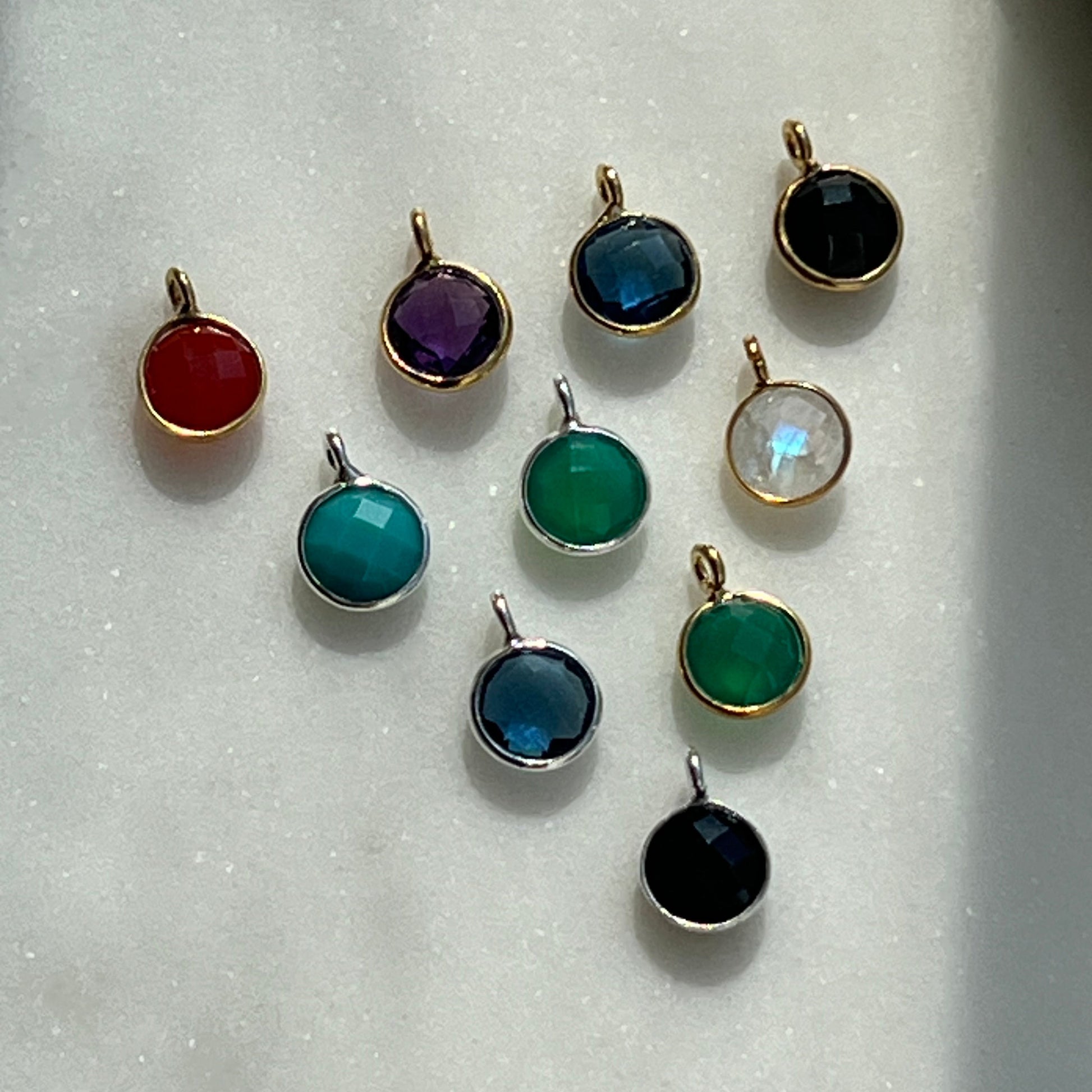 Birthstone charms – add color to your Chapters of Joy keepsake in gold and silver and more colors