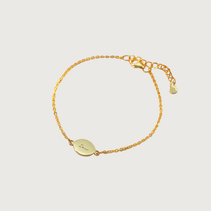 Custom gold bracelet engraved with handwriting or drawing