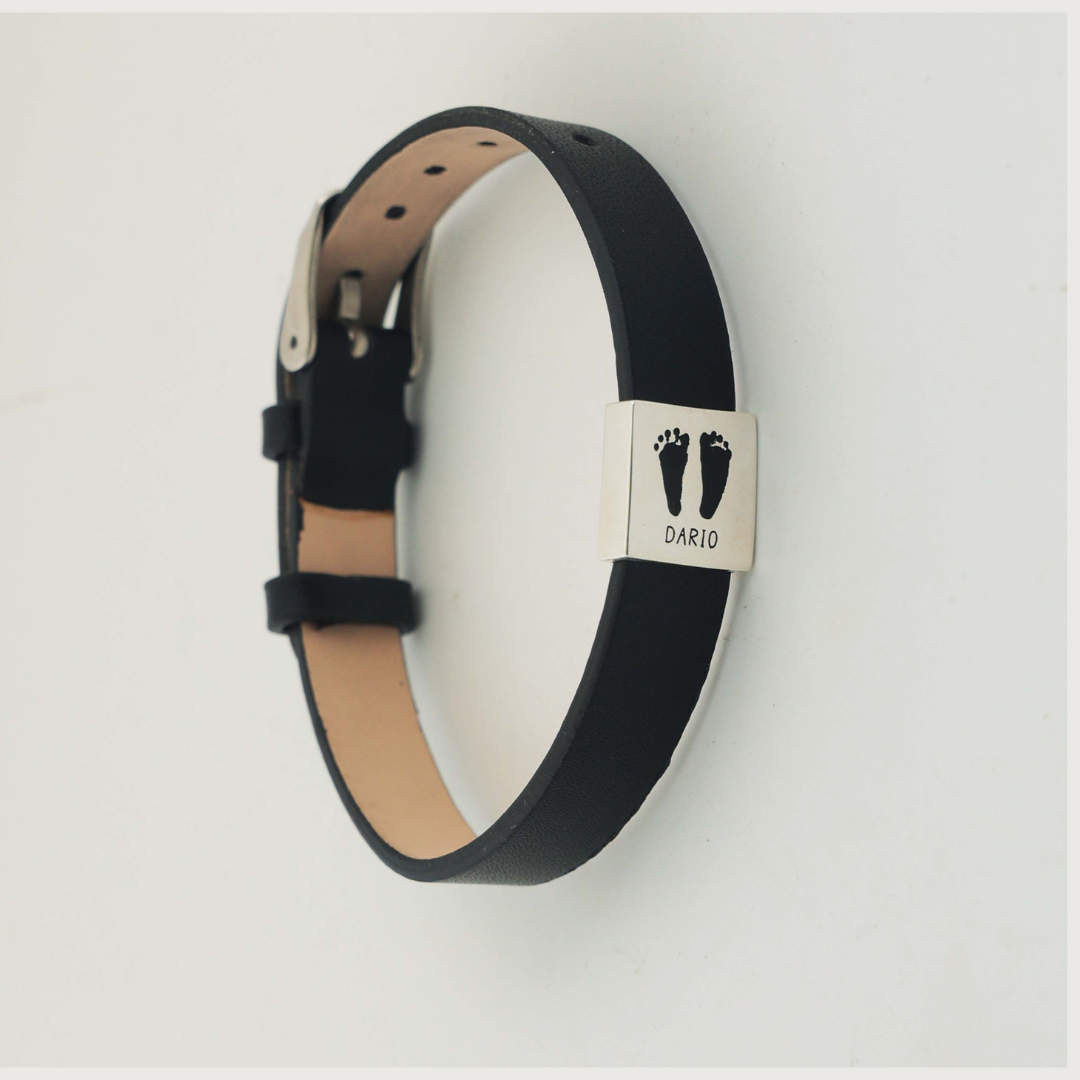 Hana Bracelet —sterling silver plated and leather keepsake jewelry for fathers