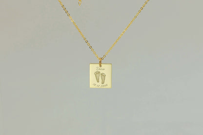 Nova Pendant — engraved gold necklace with custom print or photo by chapters of joy