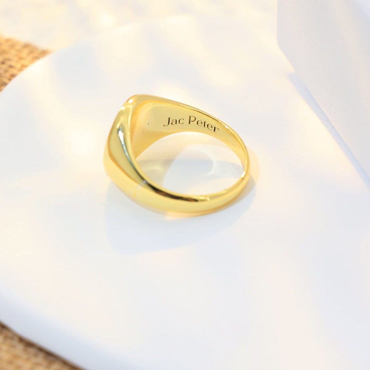 Oval signet ring with personalized inside engraving