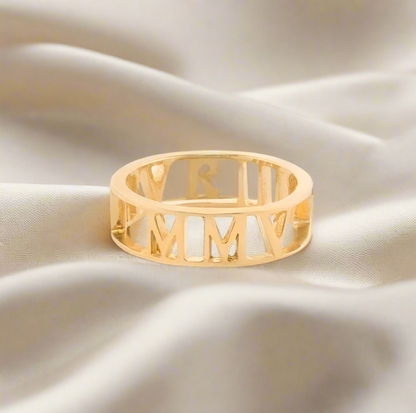 Personalized Roman numeral ring – anniversary or wedding keepsake