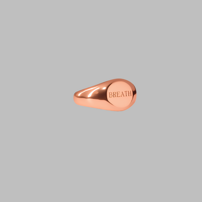 14k Rose Gold plated  Verse Signet Ring engraved with the word Breath