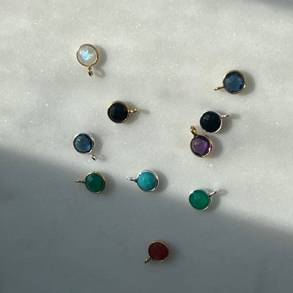 Set of Birthstone charms – add color to your Chapters of Joy keepsake in gold and silver
