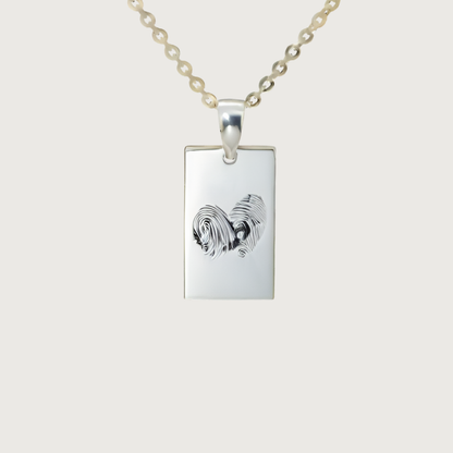 Sterling Silver heart pendant engraved with two fingerprints— personalized keepsake jewelry by Chapters of Joy