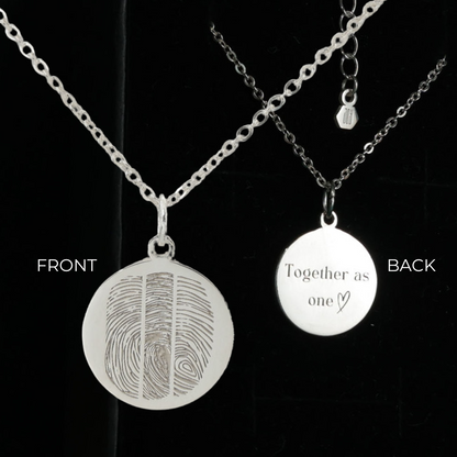 Ava Pendant necklace in sterling silver with four engraved fingerprints