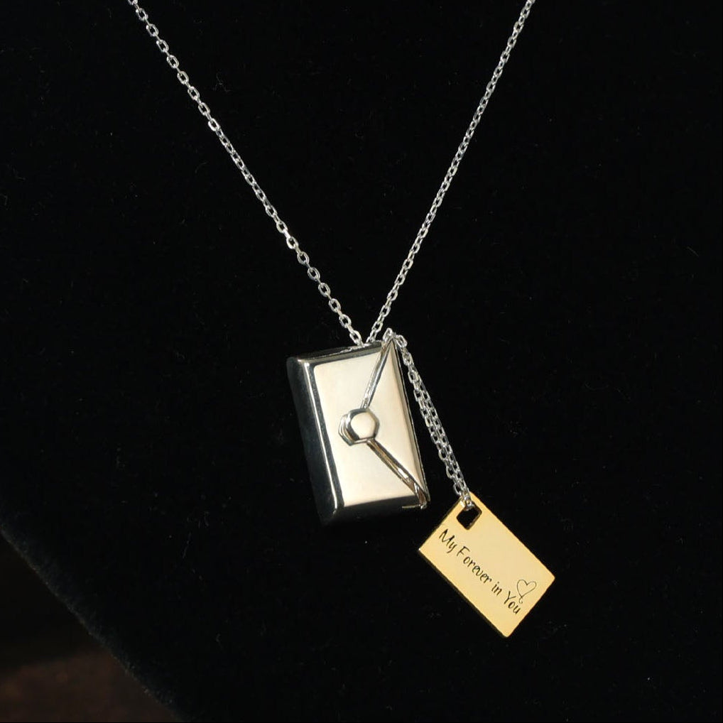 custom message and symbol envelope locket necklace