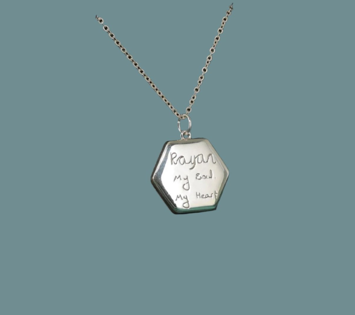 Sterling silver Lina Locket with engraving, handwritten message, 