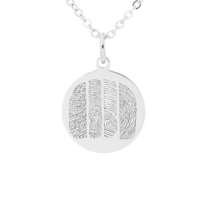 recycled sterling silver plated with 14k rose gold, four fingerprints engraved