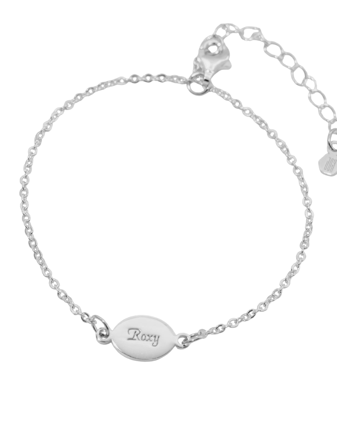 Roxy oval bracelet in sterling silver 18k rose gold plated with engraving names on both sides.